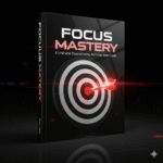 "A motivational graphic for the product Kasab, featuring the words FOCUS and MASTERY over a blurred background, with the subtitle: Eliminate Distractions, Achieve Your Goals."